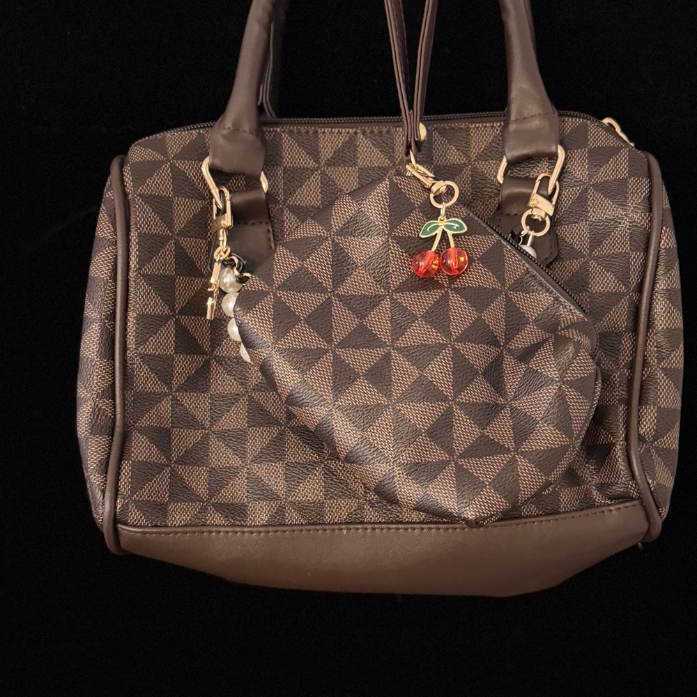 Brown Geometric Patterned Women's Bag